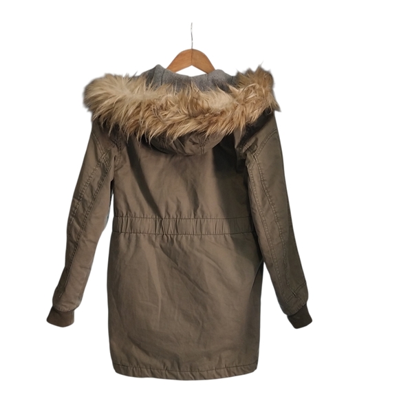 Abercrombie & Fitch Jacket Size XXS Military Parka Quitted Lined Faux Fur Hood - Picture 11 of 14